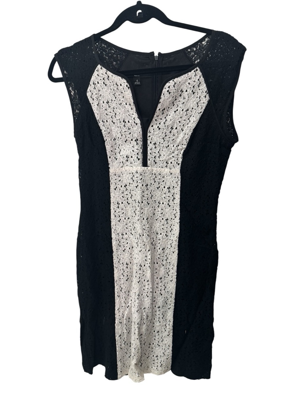 Nine West black and white lace overlay sheath dress womens size 6
